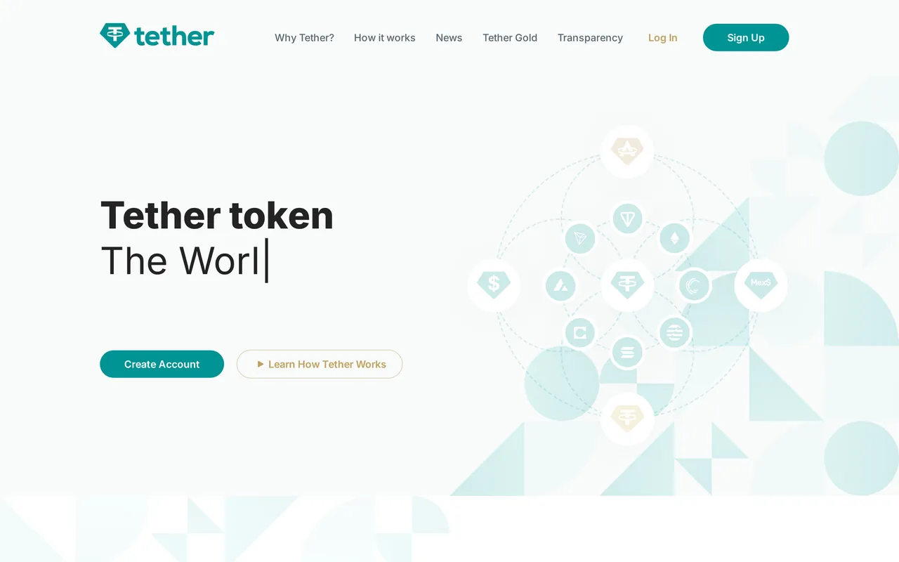 Home page of tether.to, the official site of Tether, as displayed on 25 September 2026